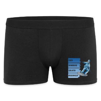 Essen - Snowboard - Schlafen - Wiederholen - Männer Boxer Shorts - Schwarz - Vorne