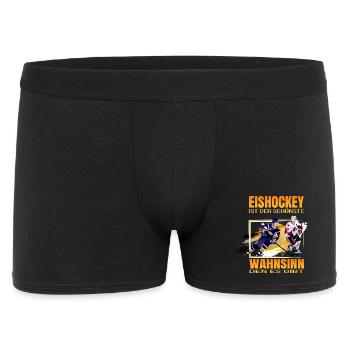 Eishockey ist der schönste Wahnsinn den es gibt - Männer Boxer Shorts - Schwarz - Vorne