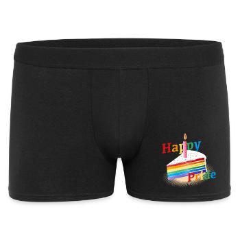 Un morceau de gâteau arc-en-ciel avec bougie d’anniversaire - Boxer Homme - noir - Devant
