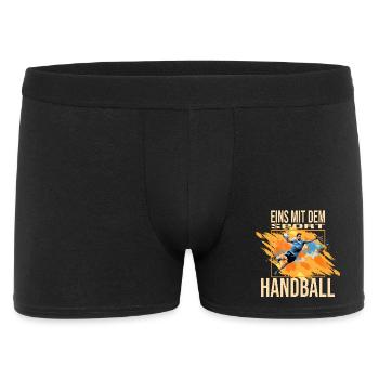 Eins mit dem Sport - Handball - Männer Boxer Shorts - Schwarz - Vorne