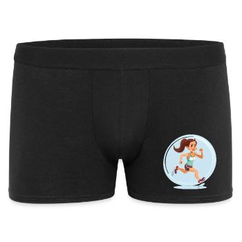 Läuferin im Comic-Stil - Männer Boxer Shorts - Schwarz - Vorne
