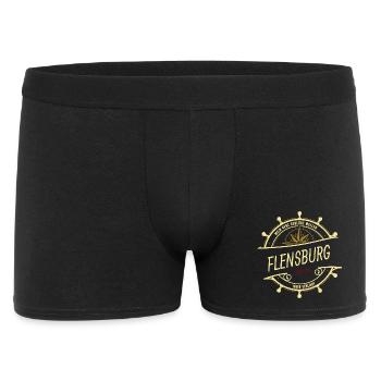 Mein Herz schlägt Wellen - Flensburg - Männer Boxer Shorts - Schwarz - Vorne