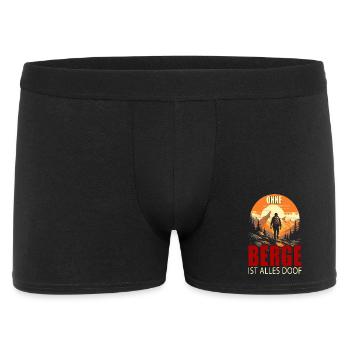 Ohne Berge ist alles doof - Männer Boxer Shorts - Schwarz - Vorne