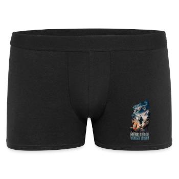 Mehr Berge - Weniger Sorgen - Männer Boxer Shorts - Schwarz - Vorne
