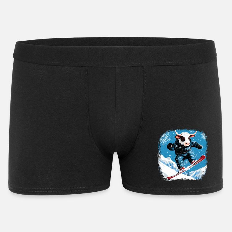 Snowboard Kühe - Männer Boxer Shorts - Schwarz
