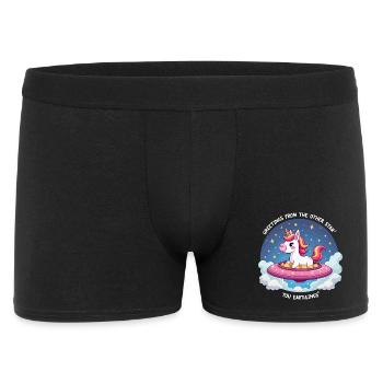 Einhorn aus dem All - Männer Boxer Shorts - Schwarz - Vorne