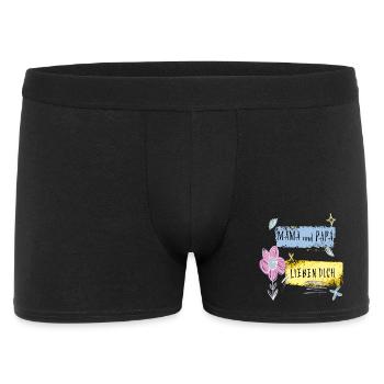 Mama und Papa lieben dich - Männer Boxer Shorts - Schwarz - Vorne