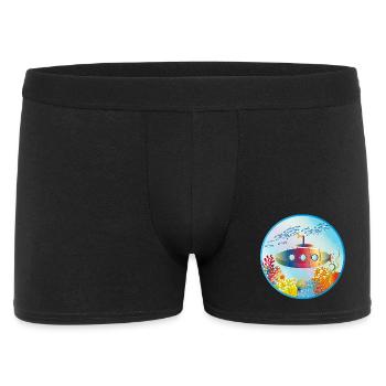 Colorful submarine in tropical coral reef - Men's Boxer Shorts - black - Front