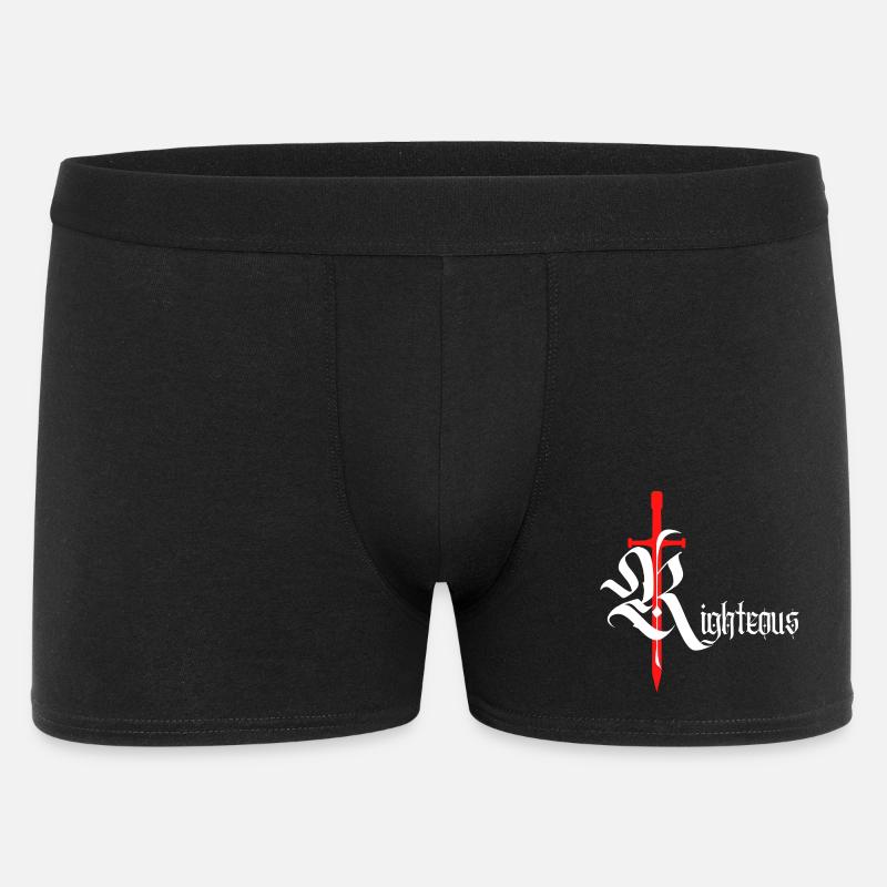 Gothic Righteous Design mit Schwert mit weißem Text - Männer Boxer Shorts - Schwarz