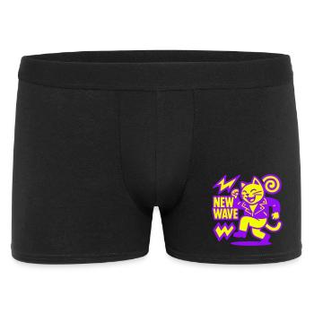 New Wave Cat - Männer Boxer Shorts - Schwarz - Vorne