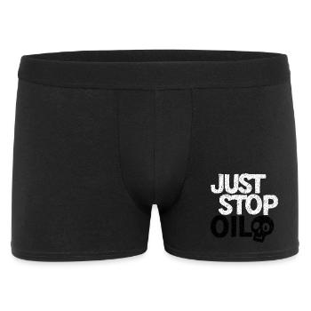 Bold 'Just Stop' Protest Graphic - Men's Boxer Shorts - black - Front