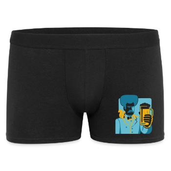 Retro hero with beer glass motif - Men's Boxer Shorts - black - Front