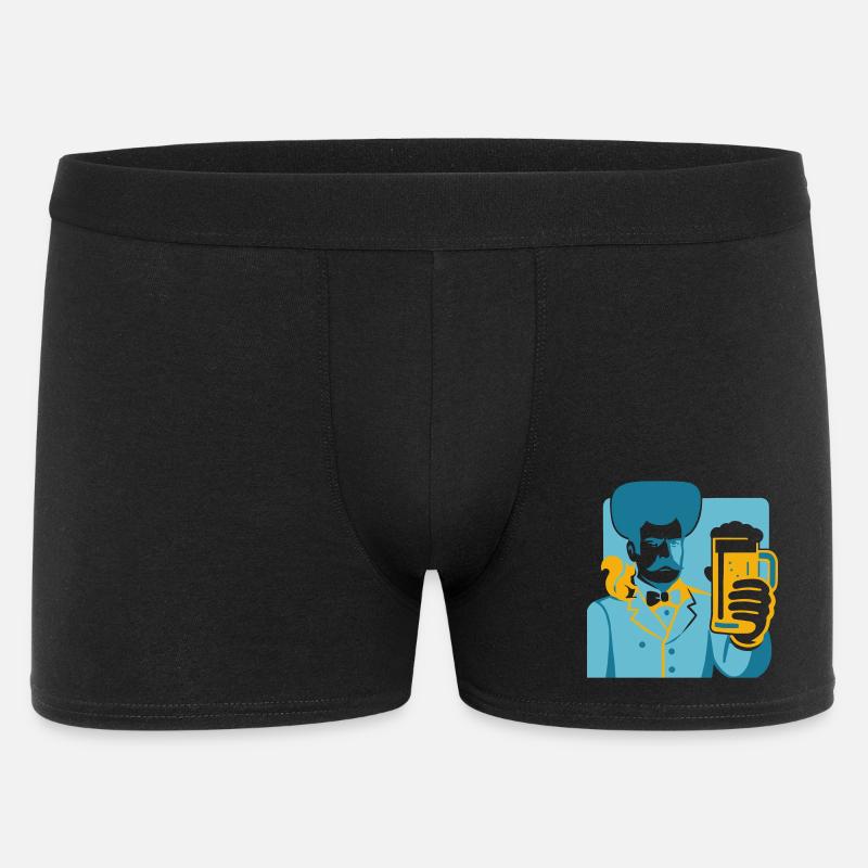 Retro Held mit Bierglas Motiv - Männer Boxer Shorts - Schwarz