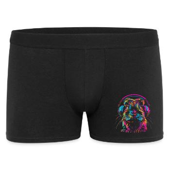 Cochon d’Inde néon avec casque - Boxer Homme - noir - Devant