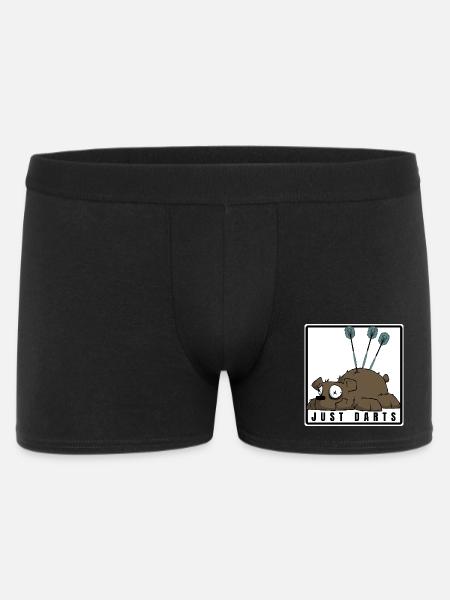 Funny darts comic motif. JUST DARTS - Men's Boxer Shorts - black