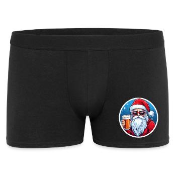 Weihnachtsmann mit Bier Frohe Weihnachten - Männer Boxer Shorts - Schwarz - Vorne