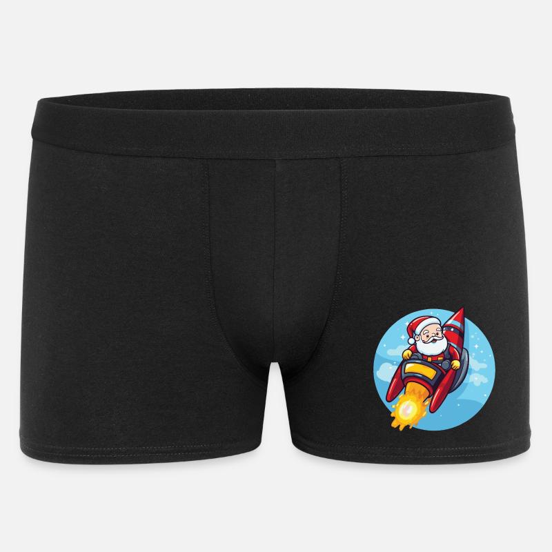 Weihnachtsmann Rakete Comic Weihnachten - Männer Boxer Shorts - Schwarz
