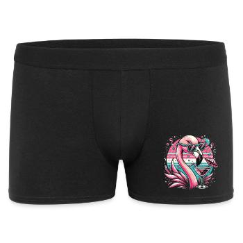 Retro flamingo with cocktail and sunglasses - Men's Boxer Shorts - black - Front