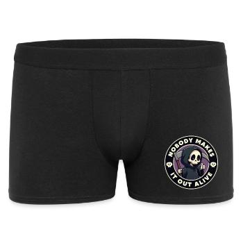Niemand schafft es lebend heraus - Männer Boxer Shorts - Schwarz - Vorne