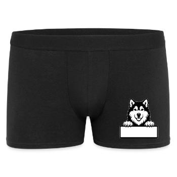 Alaskan Malamute Welpe Namensschild schwarzweis - Männer Boxer Shorts - Schwarz - Vorne