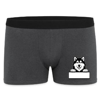 Badge nominatif de chiot Alaskan Malamute noir et blanc - Boxer Homme - charbon - Devant