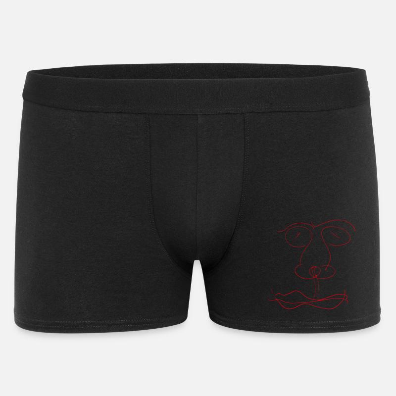 Rote Abstrakte Gesichtslinie - Männer Boxer Shorts - Schwarz