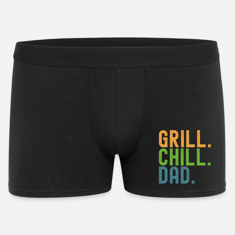 Grill. Chill. Dad. Papas und Grillen. - Männer Boxer Shorts - Schwarz