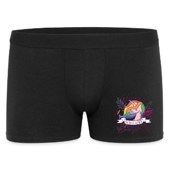 Schulkind Unicorn Regenbogen  - Männer Boxer Shorts - Schwarz - Vorne