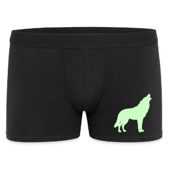 Wolfsilhouette Neon Grün - Männer Boxer Shorts - Schwarz - Vorne