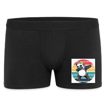 Retro-Panda - Männer Boxer Shorts - Schwarz - Vorne