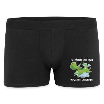 Flatulierendes Einhorn – Lustiger Spruch - Männer Boxer Shorts - Schwarz - Vorne