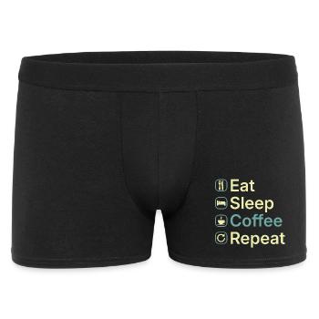 Essen Schlaf Kaffee Wiederholen Lustiges Kaffee-Liebhaber-Geschenk - Männer Boxer Shorts - Schwarz - Vorne
