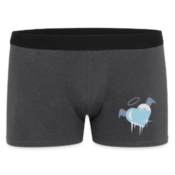 Kaltes Herz mit Heiligenschein,Flügel und - Männer Boxer Shorts - Anthrazit - Vorne