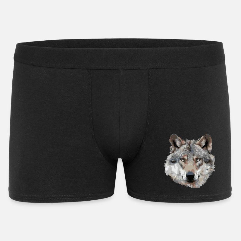Wolf (grau) - Männer Boxer Shorts - Schwarz