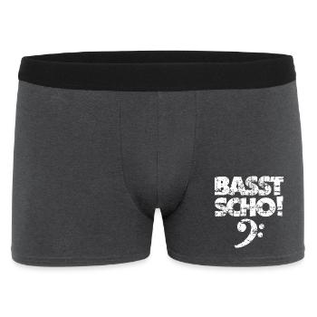 BASST SCHO! Bass Spruch Bassisten (Vintage Weiß) - Männer Boxer Shorts - Anthrazit - Vorne