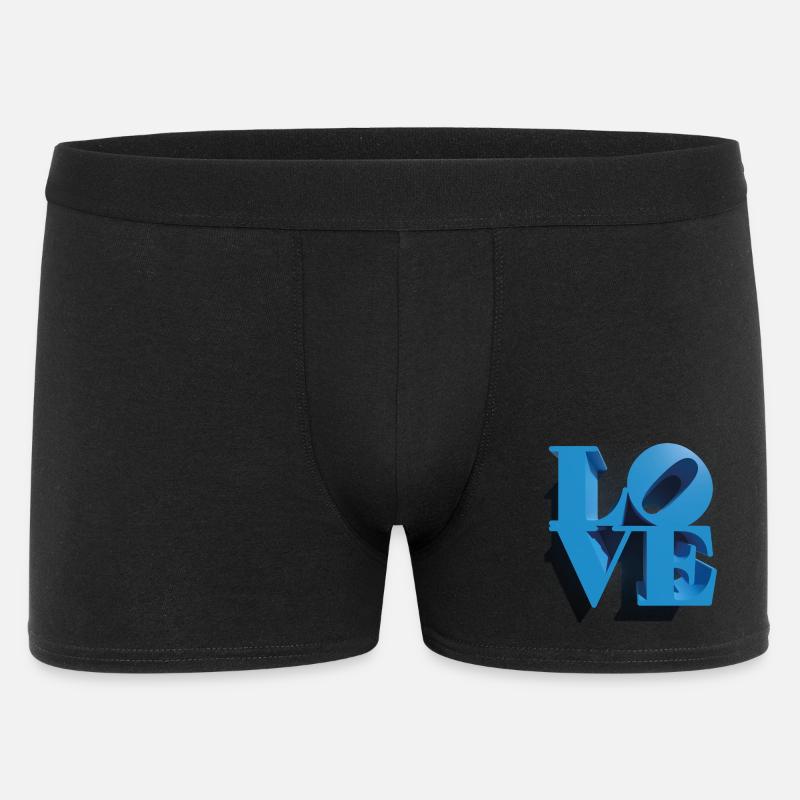 LIEBE 3D Cyan - Männer Boxer Shorts - Schwarz