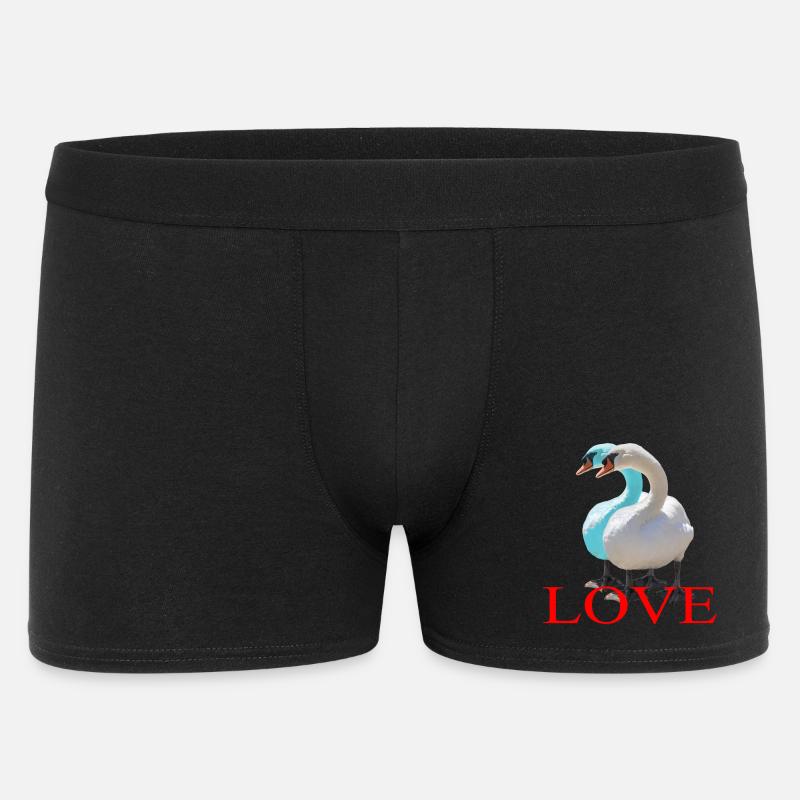 Schwanen-Duo mit Herzform - Männer Boxer Shorts - Schwarz