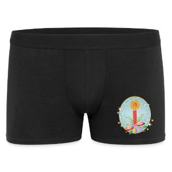 red christmas candle for christmas in frame - Men's Boxer Shorts - black - Front
