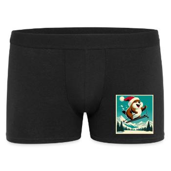 Murmeltier Ski Vintage Poster - Männer Boxer Shorts - Schwarz - Vorne