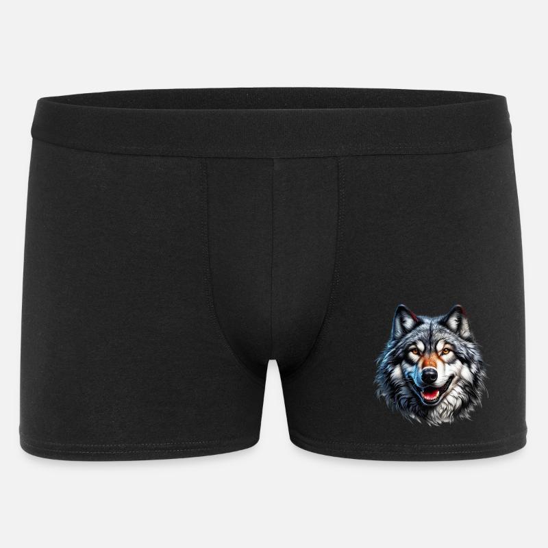 Wolf - Männer Boxer Shorts - Schwarz