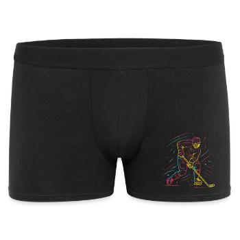 Dessin au trait d’un joueur de hockey sur glace - Boxer Homme - noir - Devant