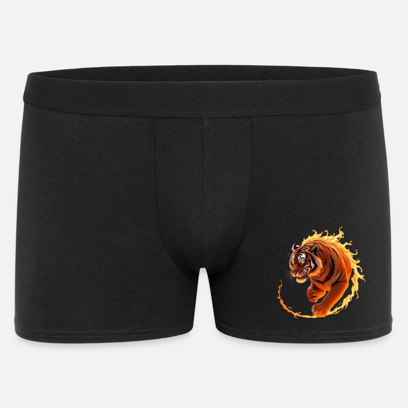 Feuriger Tiger in Bewegung - Männer Boxer Shorts - Schwarz