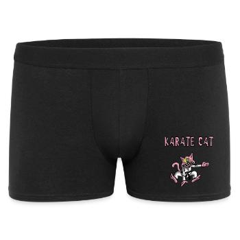 Karate und rosa Katze - Männer Boxer Shorts - Schwarz - Vorne