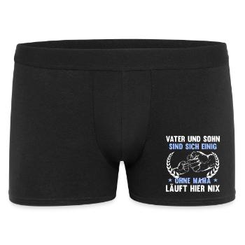 Ohne Mama läuft hier nix - Männer Boxer Shorts - Schwarz - Vorne