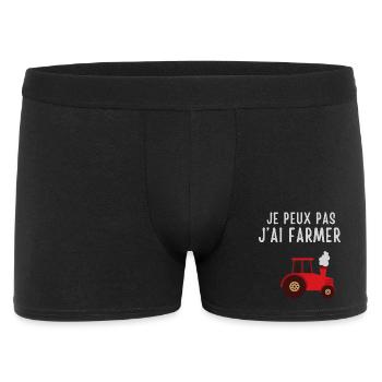 Humorvoller Landwirt im Traktor - Männer Boxer Shorts - Schwarz - Vorne