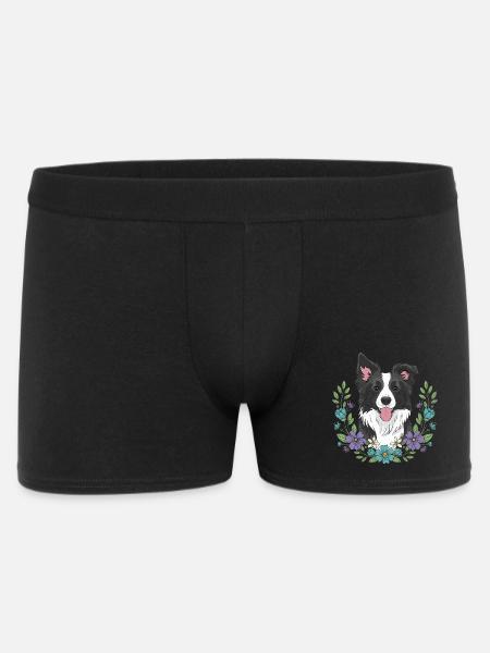 Border Collie Blumenfeier - Männer Boxer Shorts - Schwarz