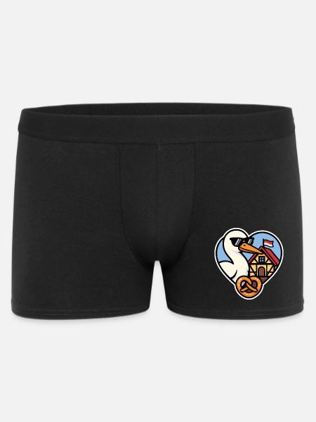 Alsace Cœur Cigogne et Bretzel Fierté Alsacienne - Boxer Homme - noir
