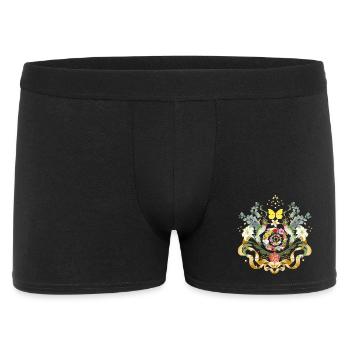 Magical Hummingbird Flower Ornament with Gold Accents - Men's Boxer Shorts - black - Front