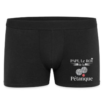 Papi Roi de la Pétanque Cadeau Unique Grand-Père - Boxer Homme - noir - Devant