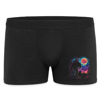 Cat sleep in neon night - Men's Boxer Shorts - black - Front
